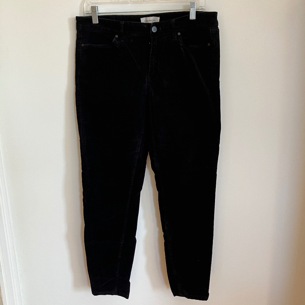Calvin Klein black velvet jean leggings